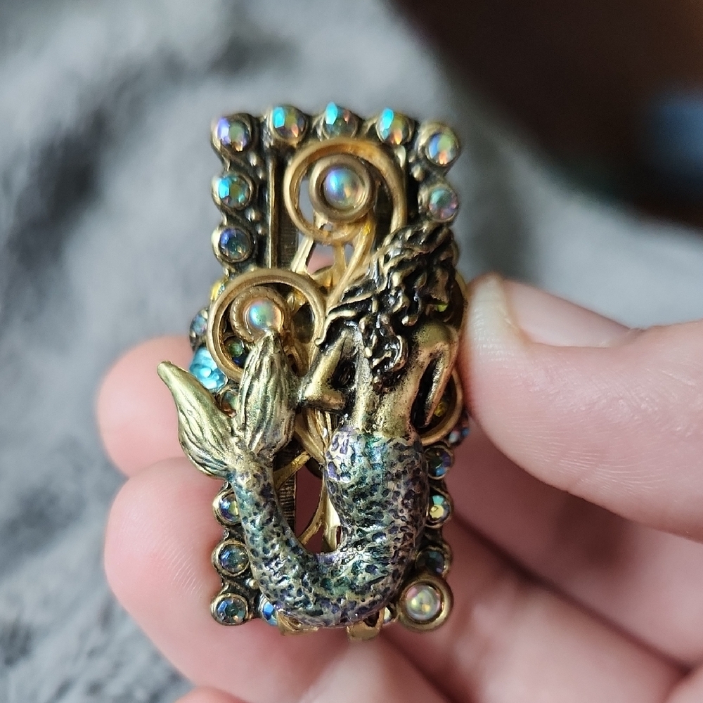Gold and Green Mermaid Brooch
